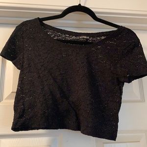 Black lace crop top
